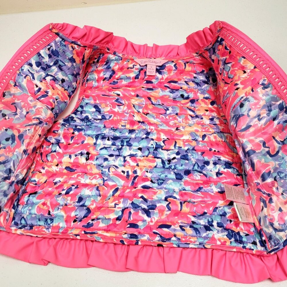 Lilly Pulitzer Girls Pink Quilted Ruffle Vest Size Small 4-5 - Picture 3 of 8